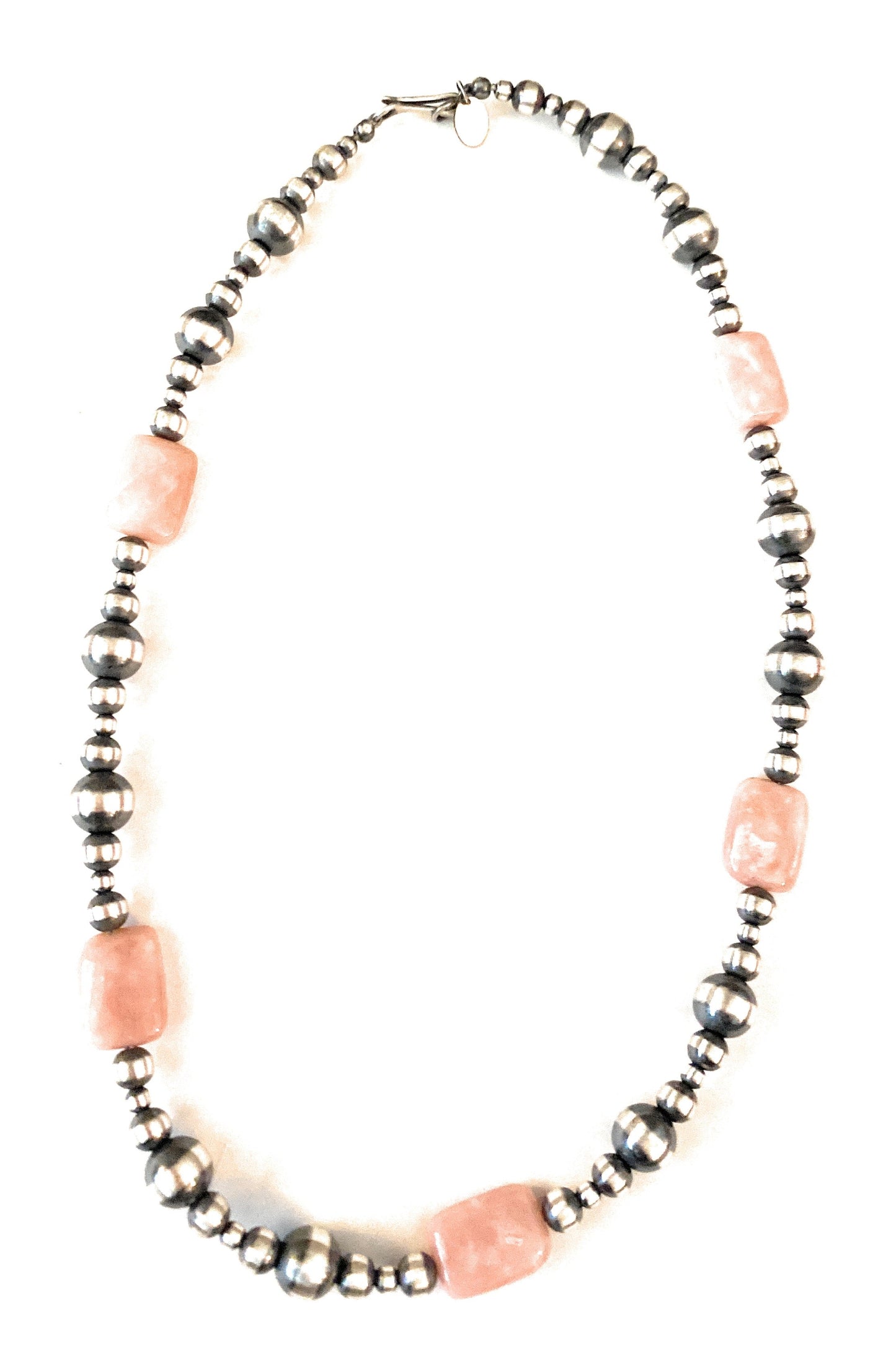 Navajo Sterling Silver Pearl & Pink Opal Beaded Necklace