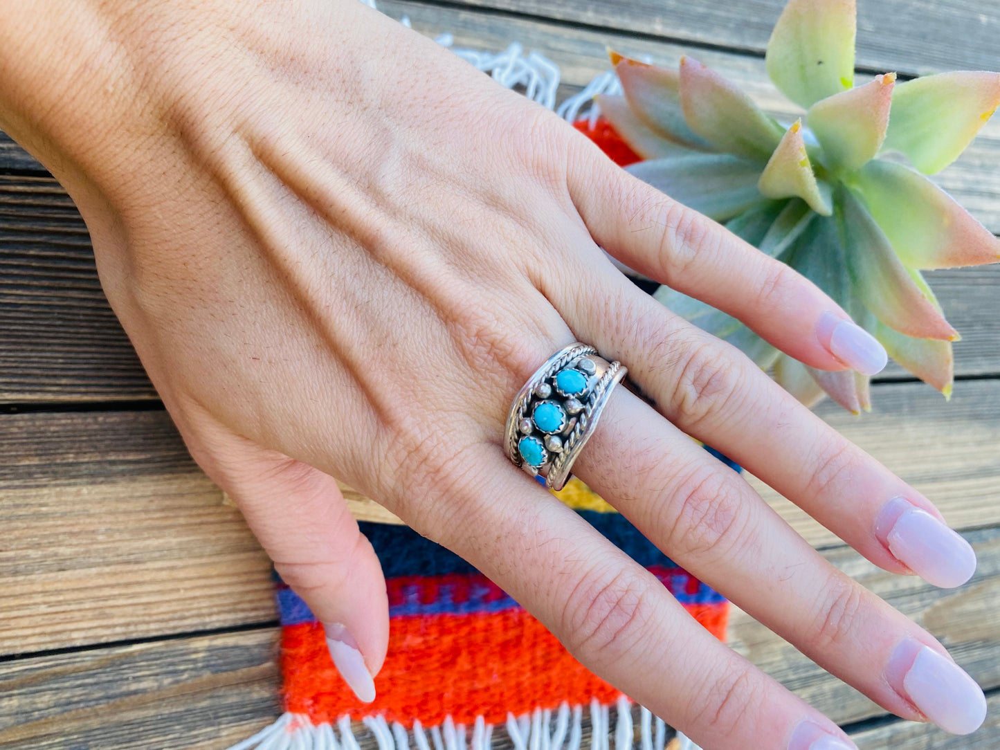 Navajo Turquoise and Sterling Silver Band Ring