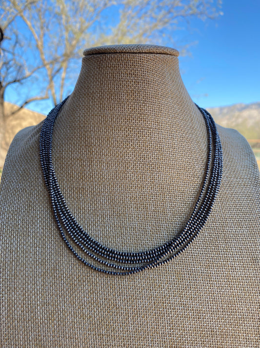 2mm Sterling Silver  Pearl Beaded 14” Necklace