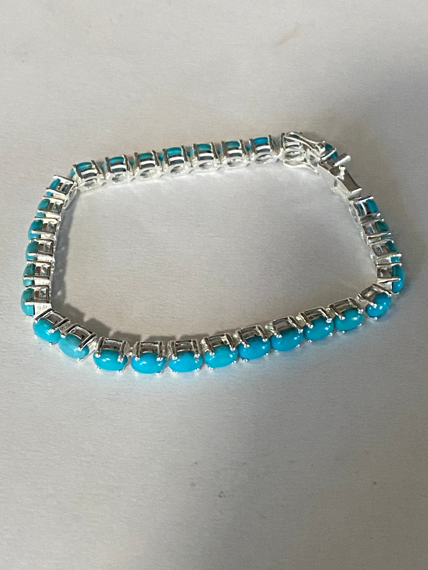 Sleeping Beauty Turquoise and Sterling Silver Link Bracelet