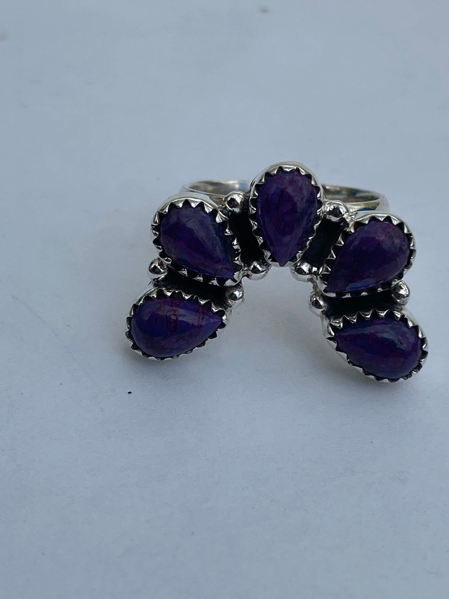 Purple Mojave & Sterling Silver  Diamond Wrap Ring