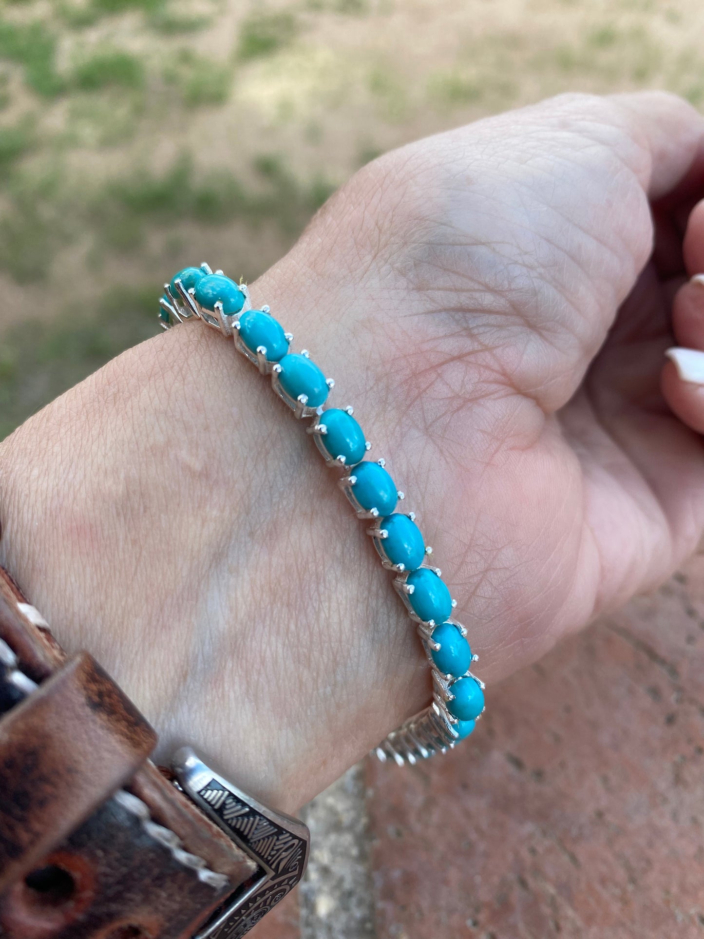 Sleeping Beauty Turquoise and Sterling Silver Link Bracelet