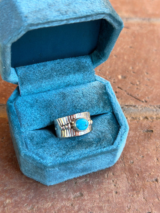 Navajo Sterling Silver Turquoise Cigar Band Rings