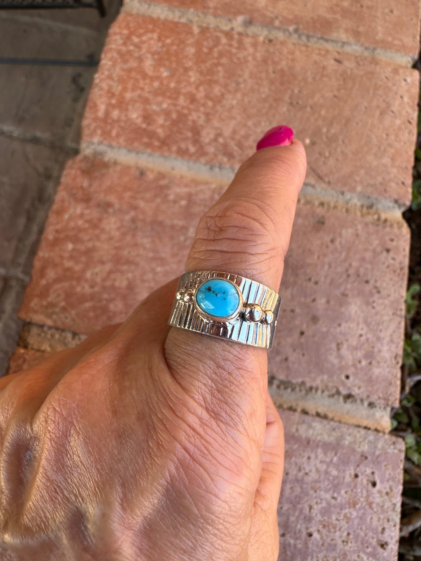 Navajo Sterling Silver Turquoise Cigar Band Rings